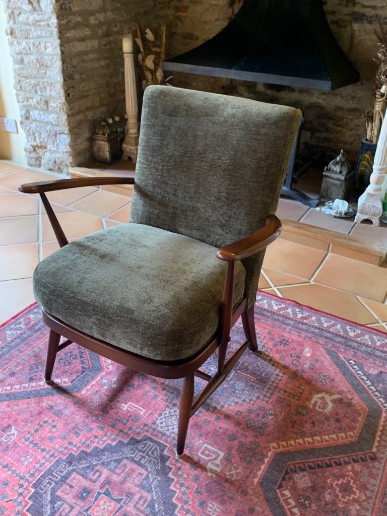 Mid Century Ercol Model 248 Armchair completely reupholstered.