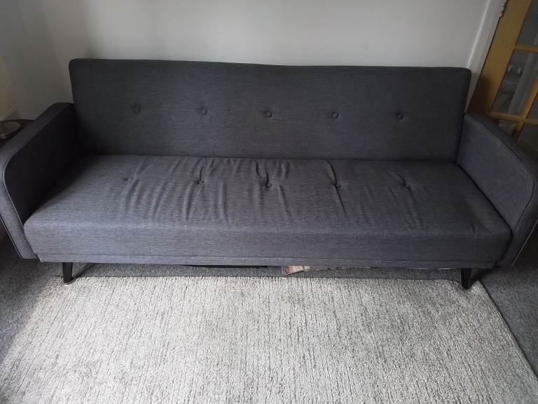 Grey tweed LONG Sofa Bed