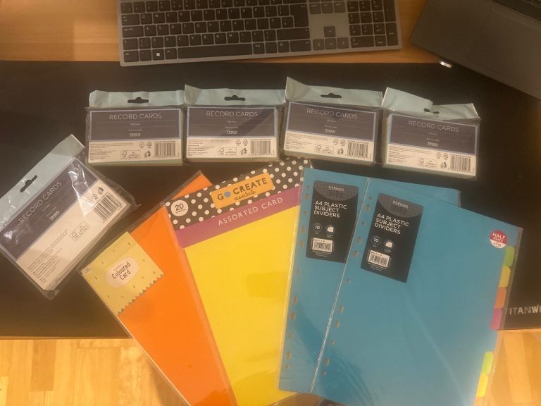 New Assorted Card, Record Cards, and A4 Plastic Subject Dividers