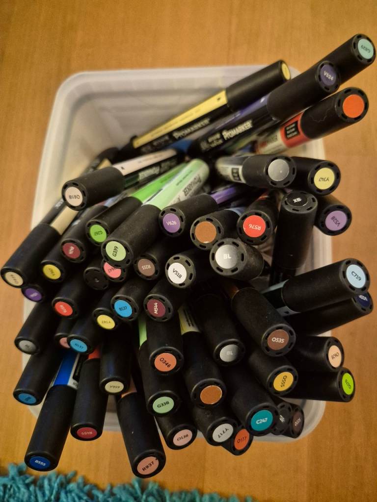 51 promarkers (13 Letraset, 38 Windsor & Newton) artist's alcohol-based twin tip marker pens 