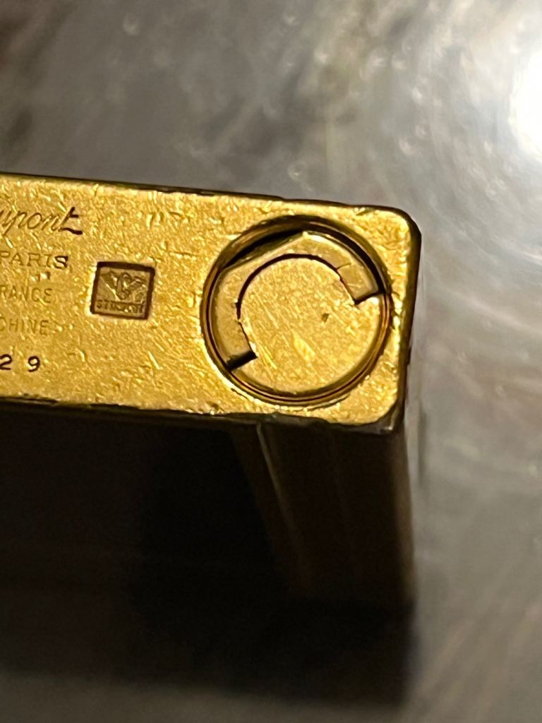 Vintage St Dupont Gatsby Lighter - Gold Plated - Brown Lacquer - Working