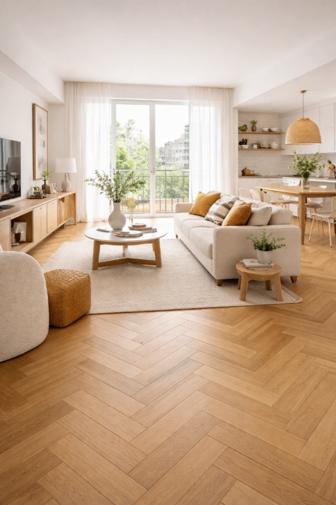 Herringbone Effect Vinyl Flooring. 2m, 3m & 4m wide cuts available.