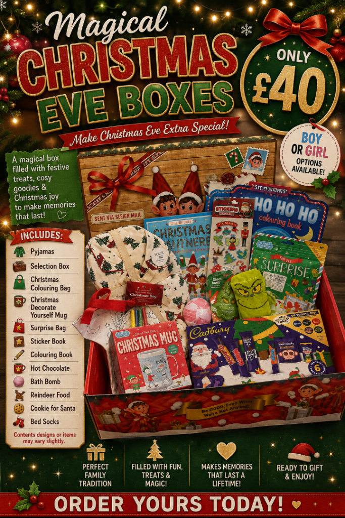 Brand New Christmas Eve Box with Pyjamas, Books, and Treats