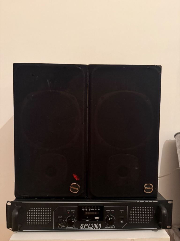 PA SOUND SYSTEM – Amplifier SPL2000 + 2 Speakers