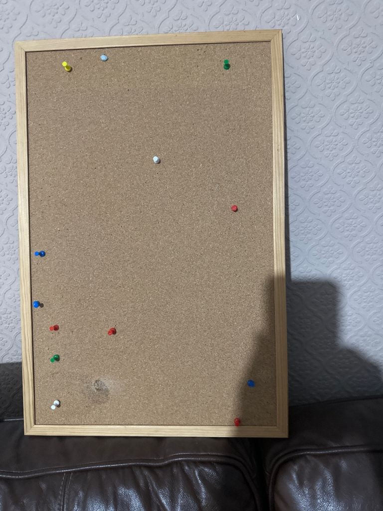 Cork Pin Board with Wooden Frame – Good Condition