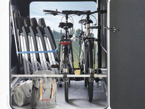 Dethleffs internal garage motorhome bike rack