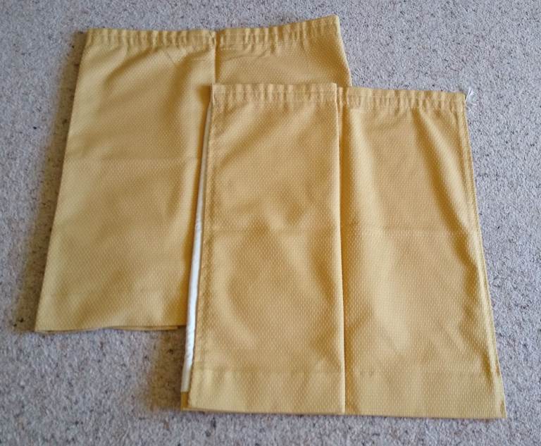 Gold Lined Pencil Pleat Curtains - Width ~ 110 cm - Drop ~ 69 cm