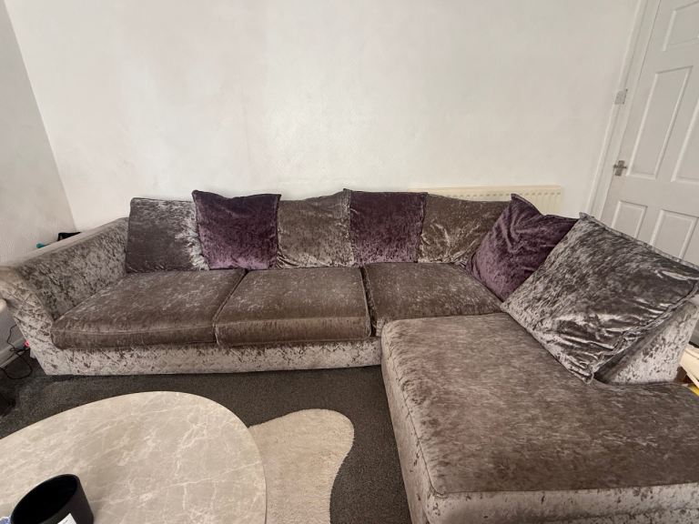 L shape sofa, storage footstool and chair