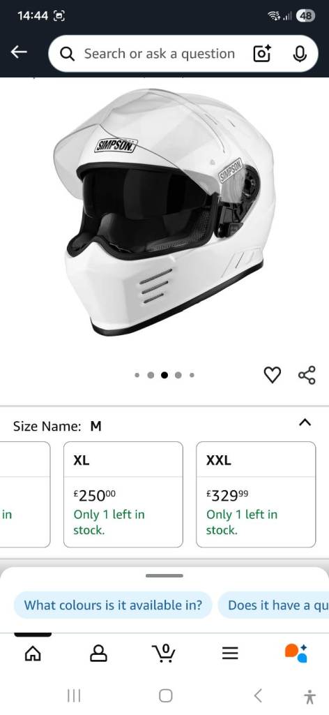 BRAND NEW BOXED SIMPSON VENOM BANDIT MOTORCYCLE HELMET SIZE XXL 