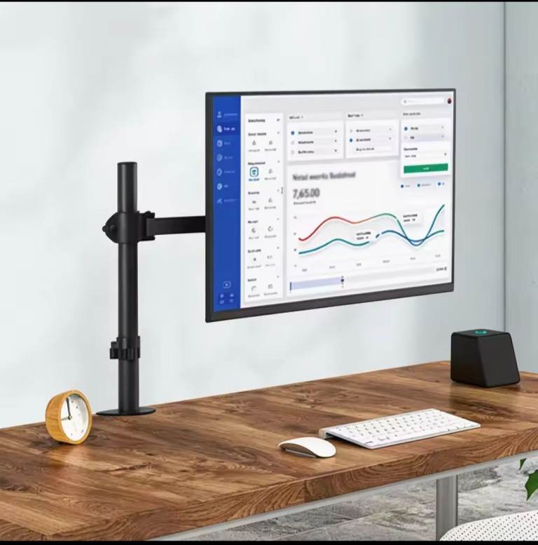 Adjustable single monitor stand, space-saving desktop stand, office and workstation.