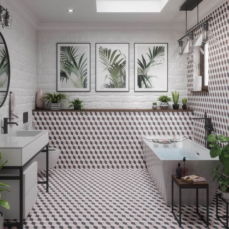 Tiles New - Pink Blush Illusion by British Ceramics SOLD OUT