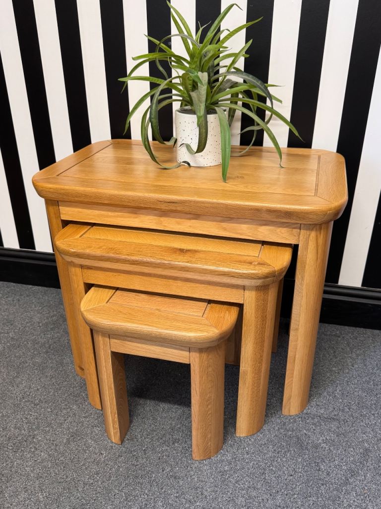 Solid oak nest of tables from Oak Furnitureland RRP £199