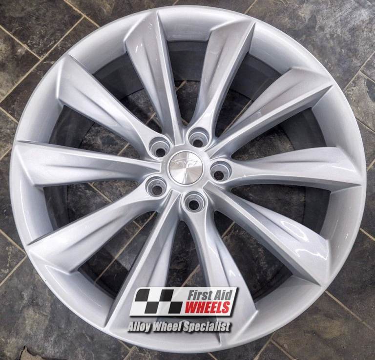 R577S Swap TESLA MODEL S 4x 21'' GENUINE TURBINE SILVER REFURBISHED ALLOY WHEELS