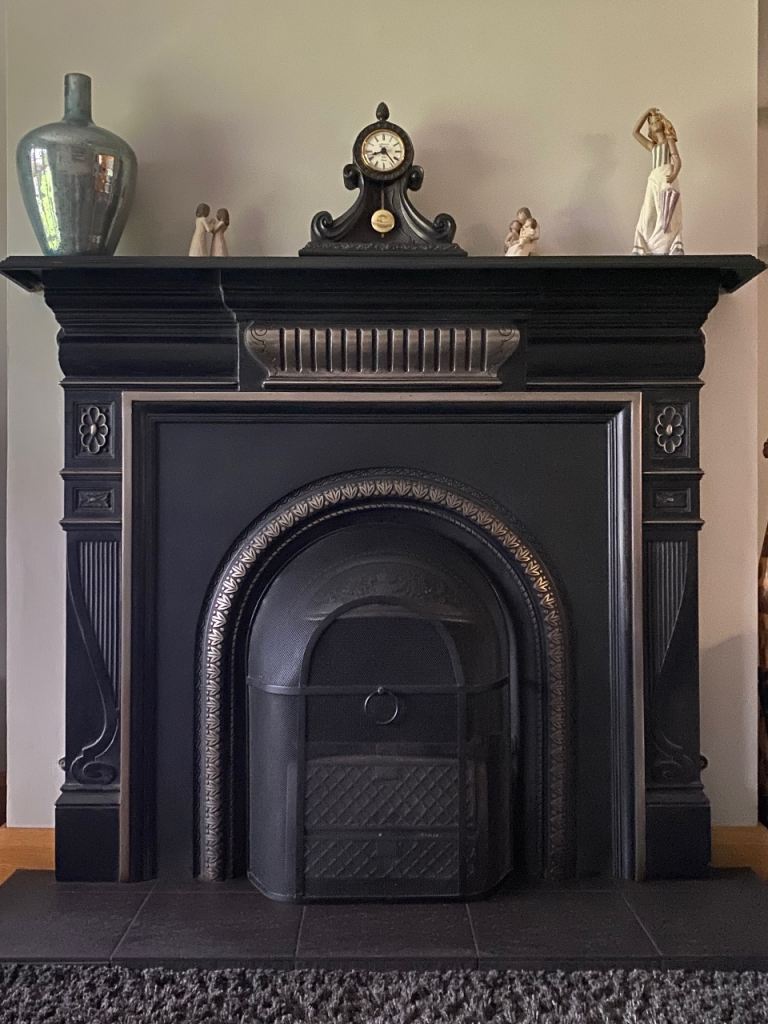 Black cast iron fireplace surround 