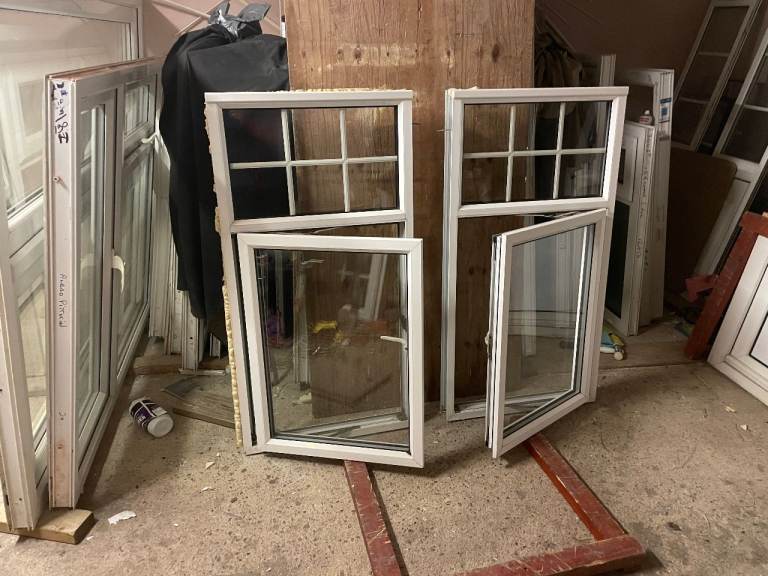 H 126.5 x W 66 cm - MATCHING PAIR - £80 EACH - MODERN ALUMINIUM DOUBLE GLAZED GEORGIAN WINDOWS
