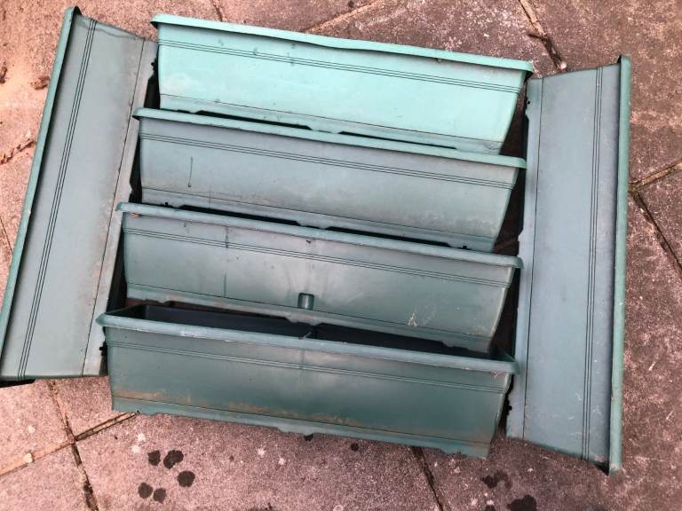 Set of 6 Long Green Plastic Window Boxes / Planters