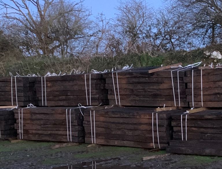 Reclaimed oak railway sleepers 