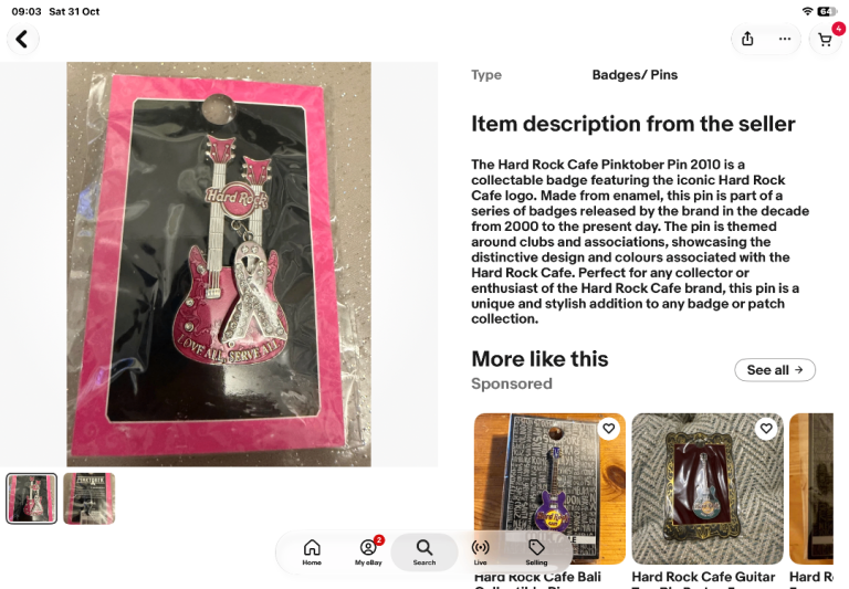 Hard Rock Cafe Pinktober Pin 2010 – Collectable Enamel Badge