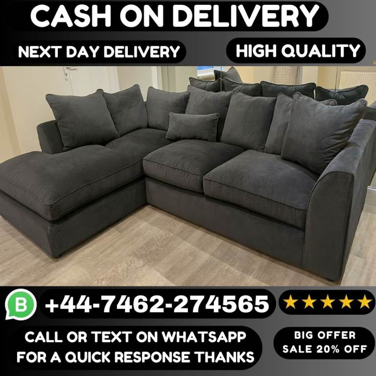 Plush Velvet Sofa Sale – Corner or 3+2 Available