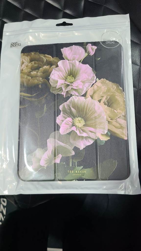 Ted Baker Black Paper Flowers Kickstand Folio Case for iPad Air 11 (2024)