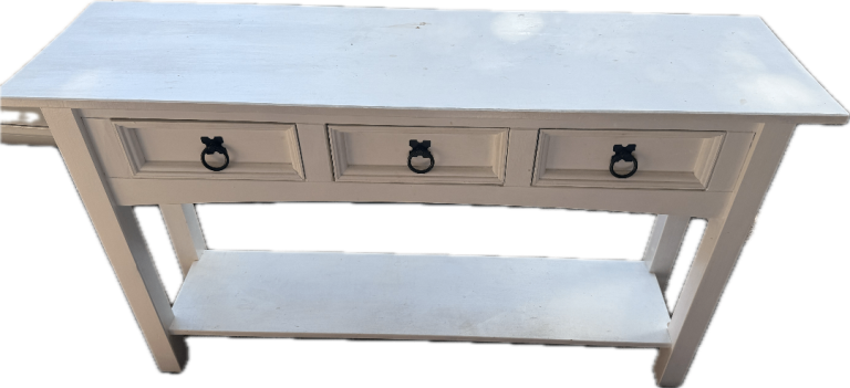 Stylish White Console Table with 3 Drawers and Lower Shelf