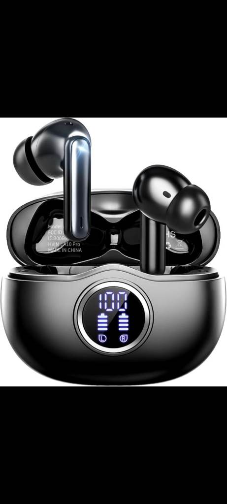 New A10 Pro Wireless Earbuds with Charging Case – Black