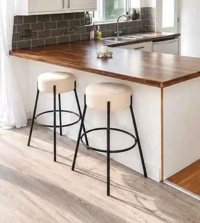 Dunelm black & cream boucle bar stools new