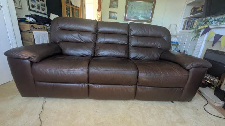 Electric leather recliner 3 seater