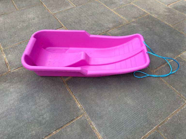 Pink Plastic Sledge with Rope Handle – Good Condition