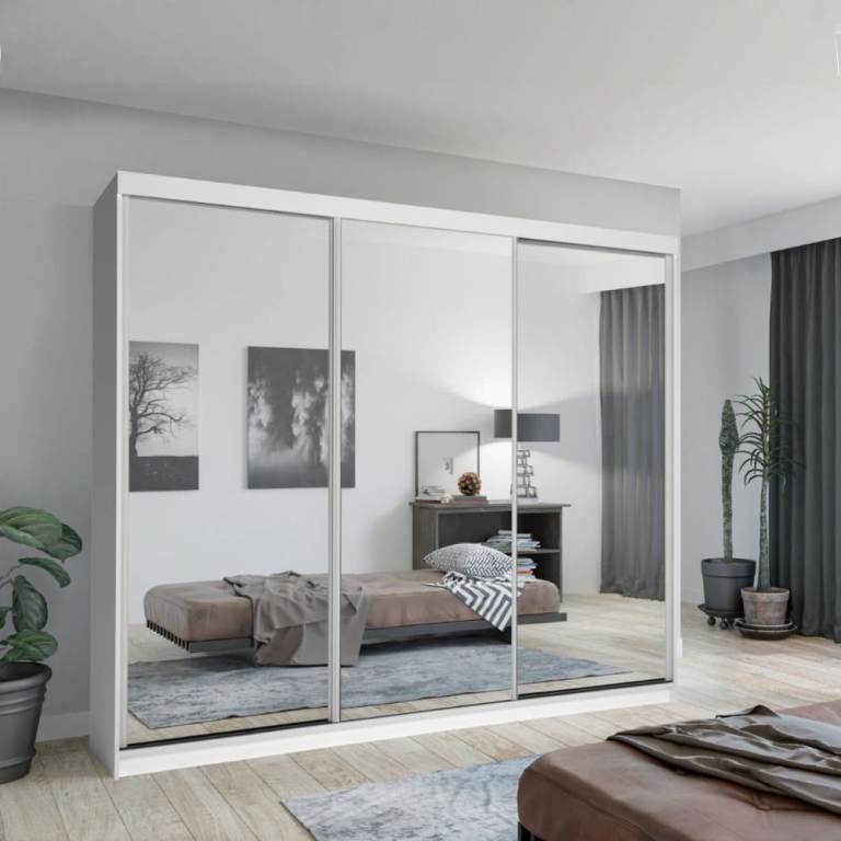 Brand New 2 or 3 Doors Sliding Wardrobe with Mirrors in Matte Finish- Fast Delivery two & three door