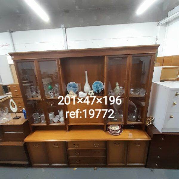 Large Mid Century 9 door 3 drawer display cabinet 201cm x 47cm x 196cm, Ref:77 £155 now £85