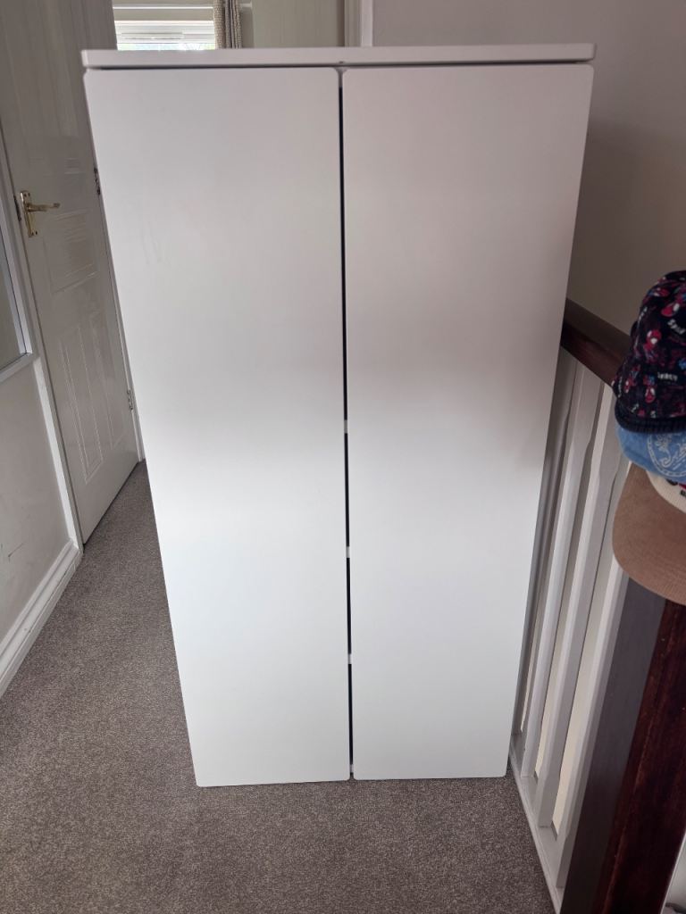 White Two-Door Wardrobe – Good Condition
