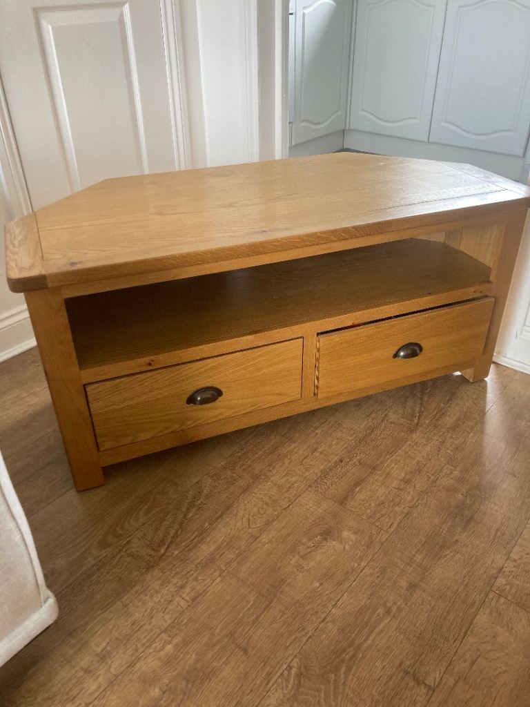 Oak TV Corner Unit