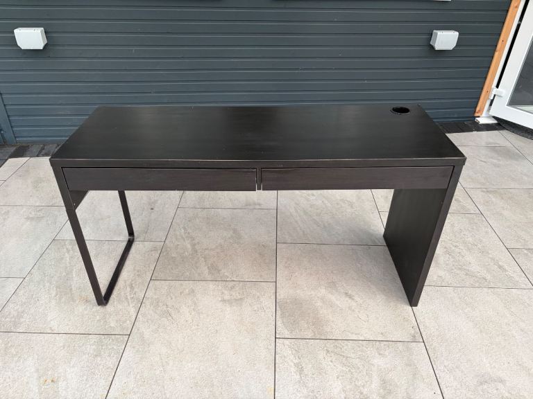 Dark Wood Desk with Two Drawers