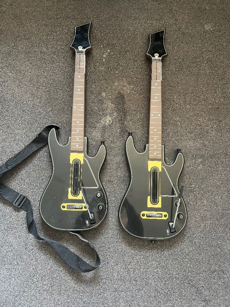 Pair of Guitar Hero Controllers (2 Guitars!) – Black & Yellow