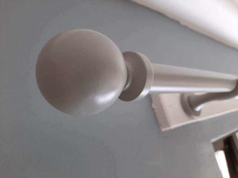 Grey Metal Curtain Pole with Ball Finials – Good Condition