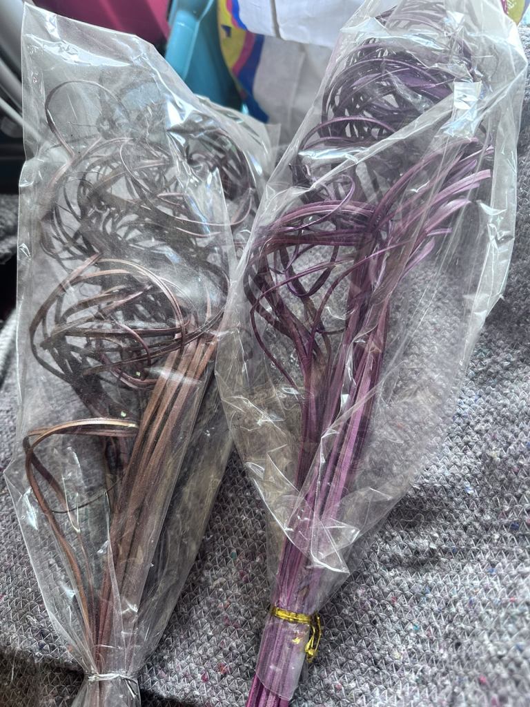 Pair of decorative reed type stems brown and purple 