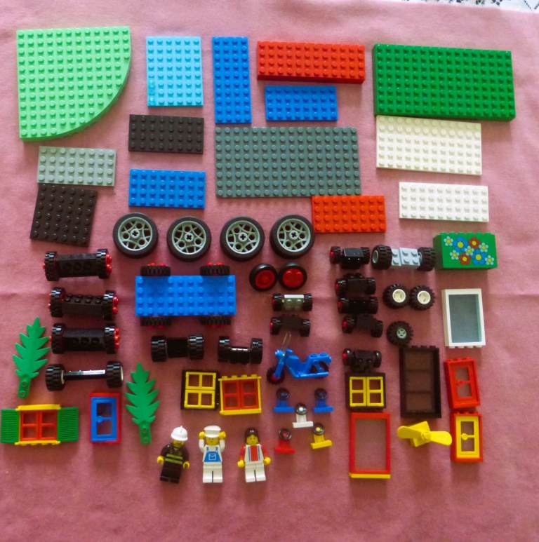 Lego Bricks -Base plates, wheels, windows, figures etc.