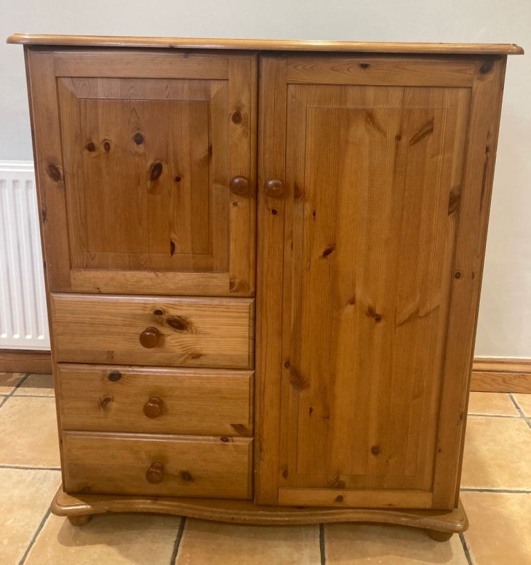 Small solid pine wardrobe - ideal for a baby/child’s  room 