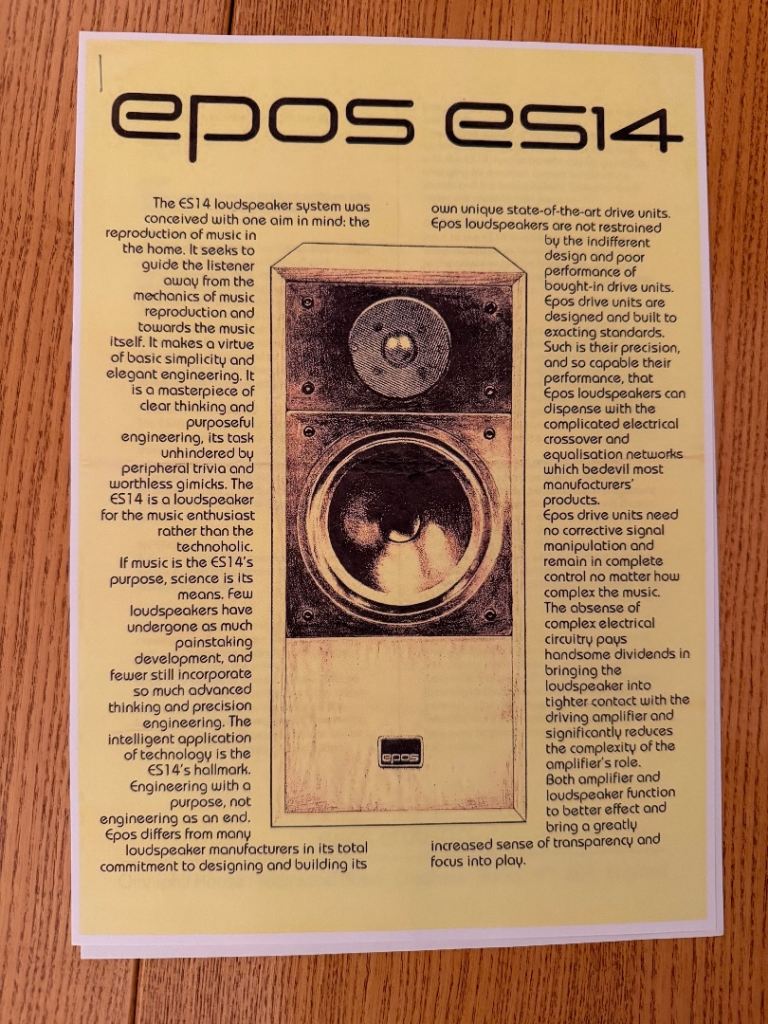 Epos ES14 hi-if loudspeakers 