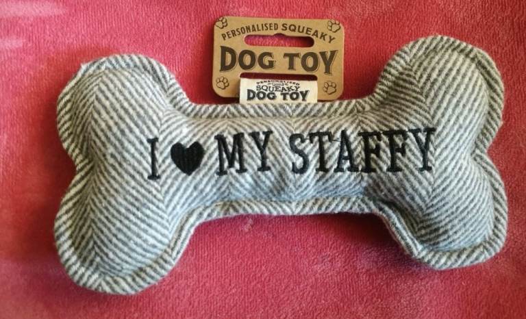 I Love My Staffy Squeaky Dog Toy - Brand New