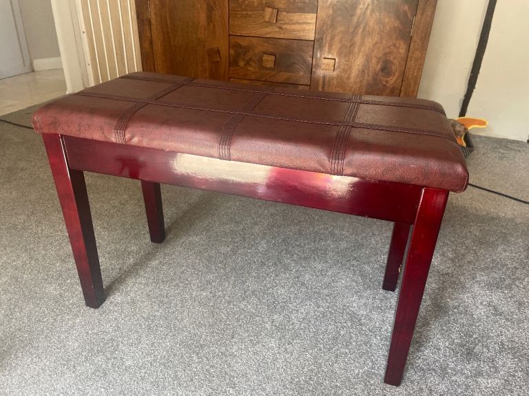 Piano Stool with Storage – Red Wood, Good Condition