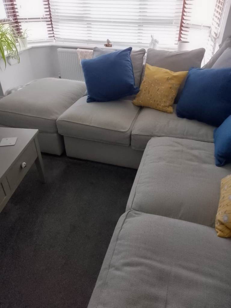 Large Grey Corner Sofa - Right Angle 