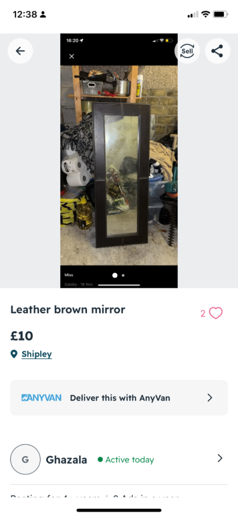 Leather Brown Mirror – Good Condition
