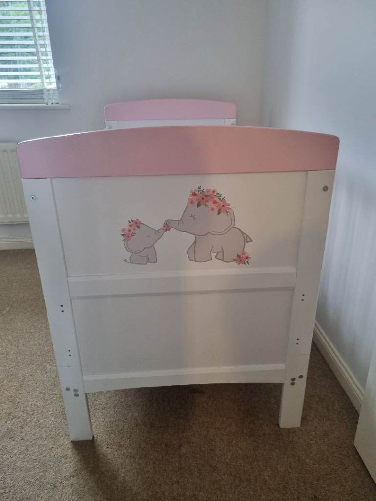 Obaby Grace Cot Bed - Pink Elephants