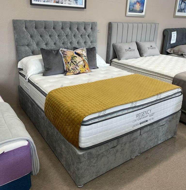  Christmas Sale! 🛏️ Divan Double Bed With Headboard 25% Discount All Sizes **