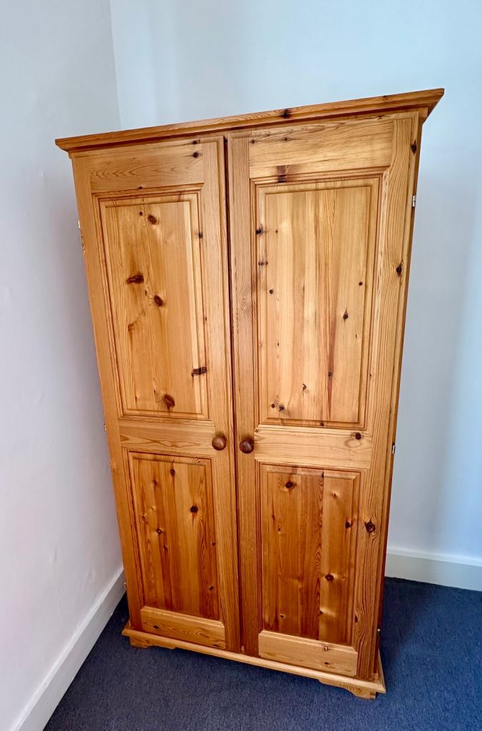 Small Pine Wardrobe with Hanging Rail