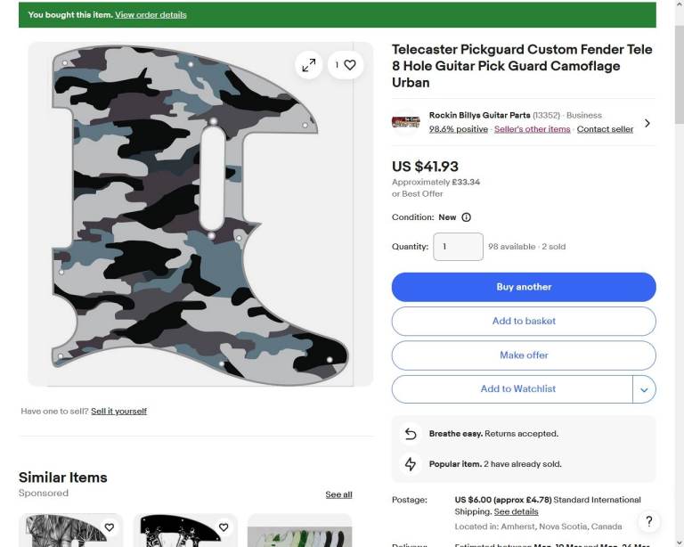 TELECASTER PICKGUARD *REDUCED* GRAPHIC DESIGN