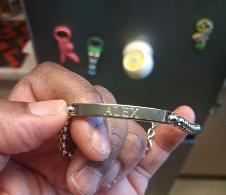Men's Silver Bracelet with 'Alex' Engraving