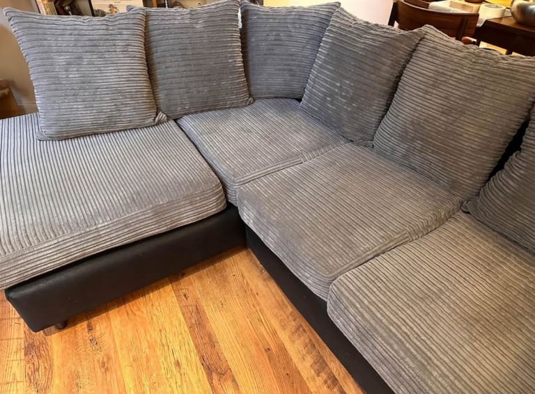 Grey & Black Corner Sofa